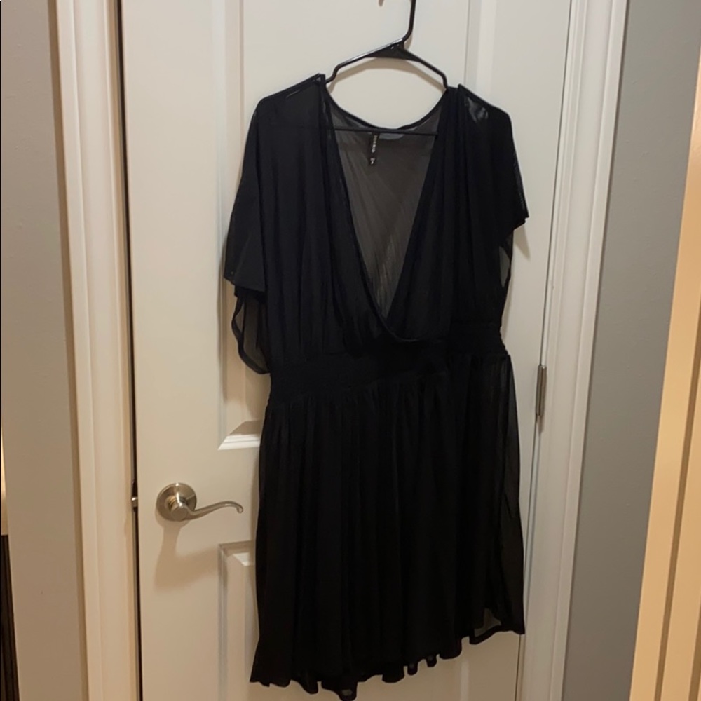 Black Mesh Dolman Dress Swim Cover Up